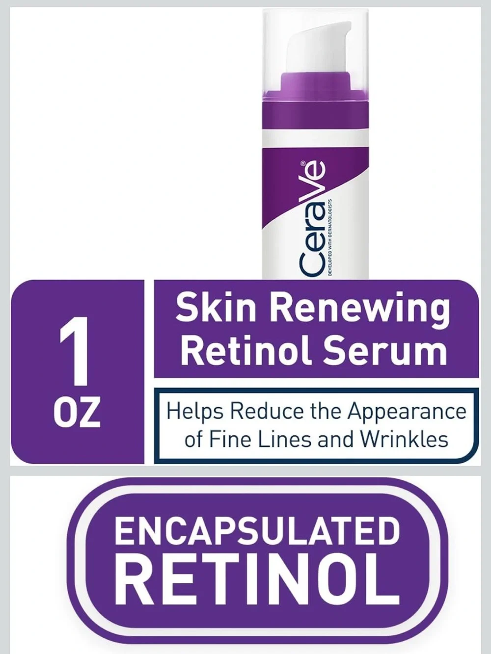 CeraVe Anti Aging Retinol Serum Face Encapsulated Retinol Smooths Wrinkles Skin